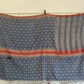 Double Sided Vintage Kantha Quilt, Soft Blue & Red Toned Etta