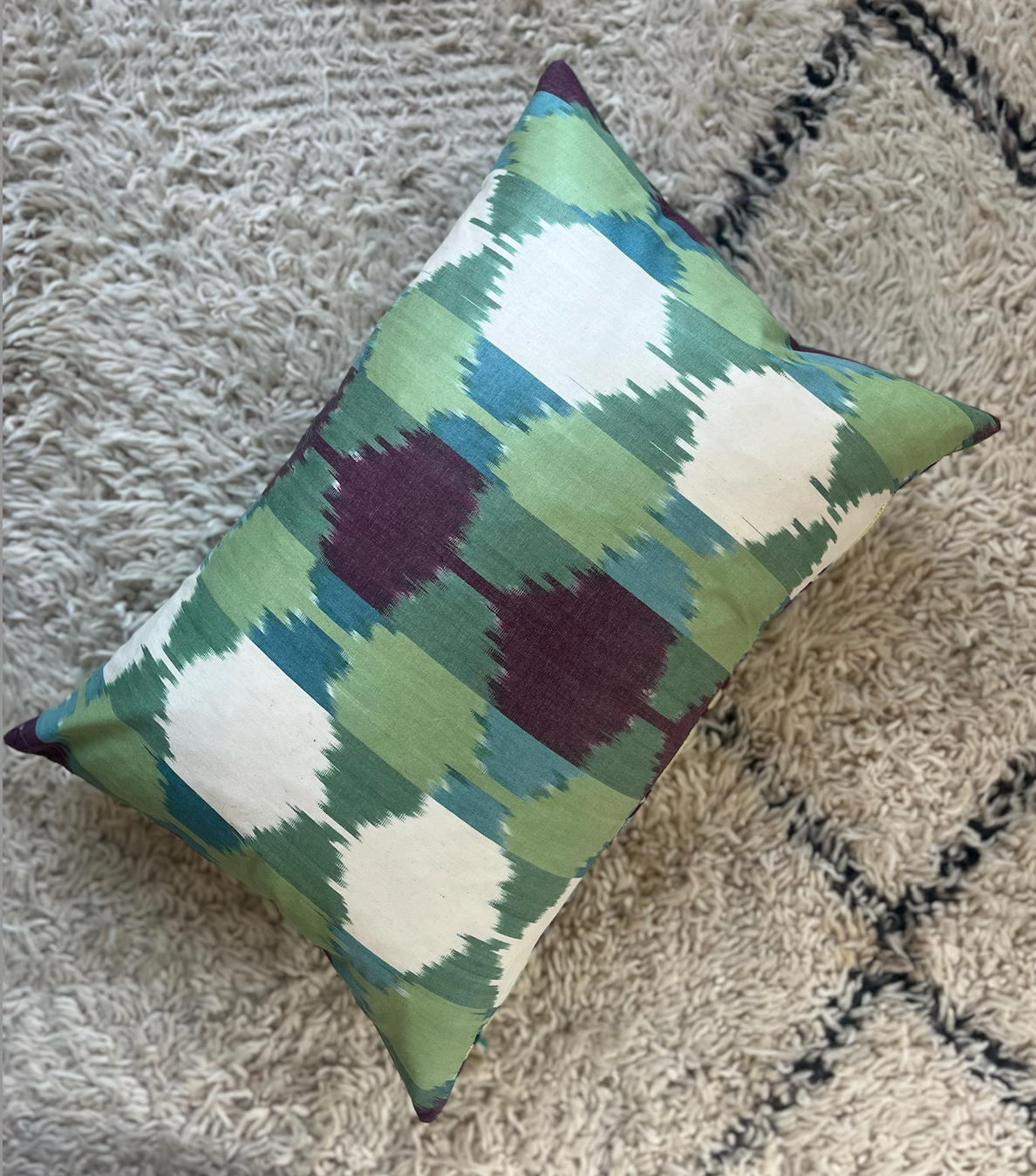 Vibrant Green Floral Silk Suzani Cushion
