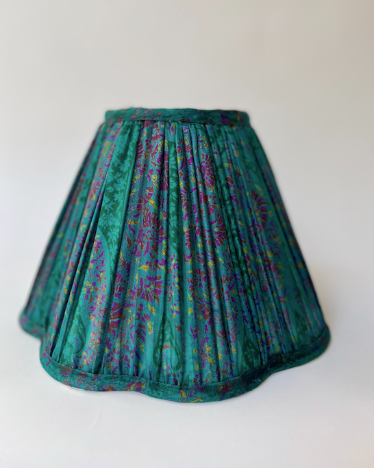 30cm Silk Sari Scallop-Edge Lampshades - Various Colours