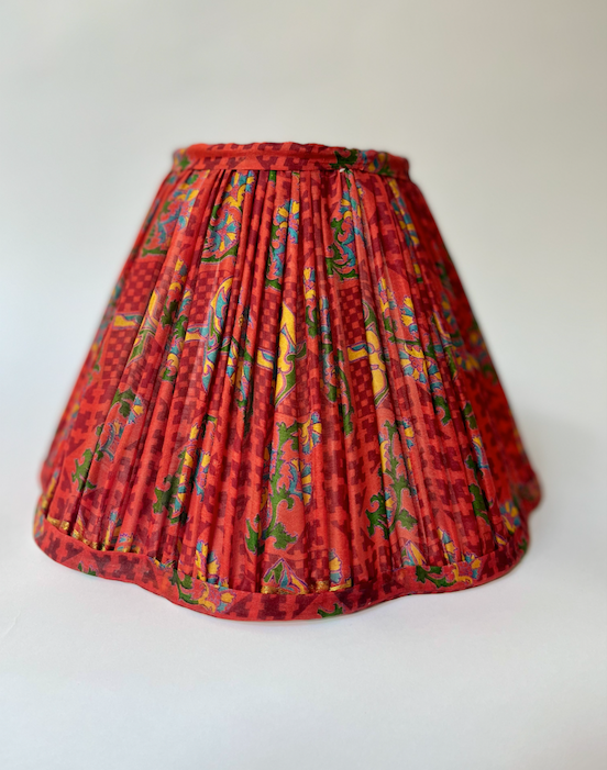 30cm Silk Sari Scallop-Edge Lampshades - Various Colours