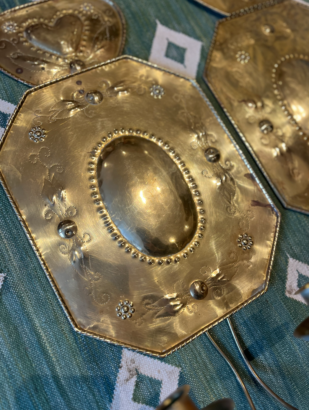 A Large Pair Of Swedish Brass Sconces, Early 20th Century