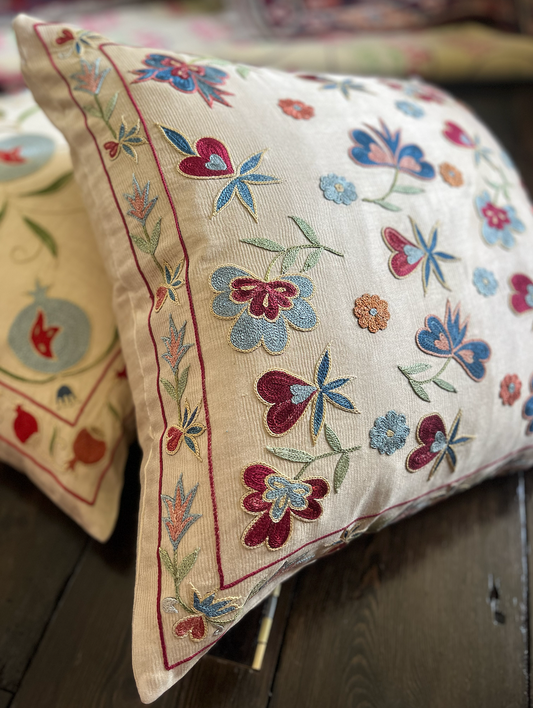 Fabulous Floral Silk Suzani Cushion