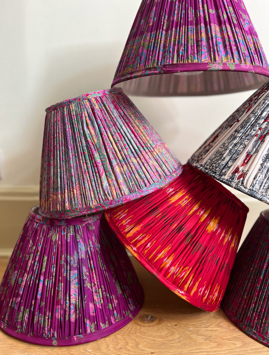 30cm Silk Sari Straight-Edge Lampshades - Various Colours