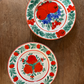 Red & Green with Blue, Rare & Antique Pair of Decorative Hungarian Wall Plates
