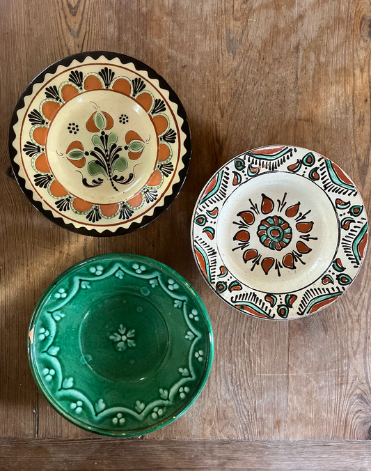 Beautiful Eye Catching 3 Piece Set of Rare & Antique Decorative Transylvanian Wall Plates