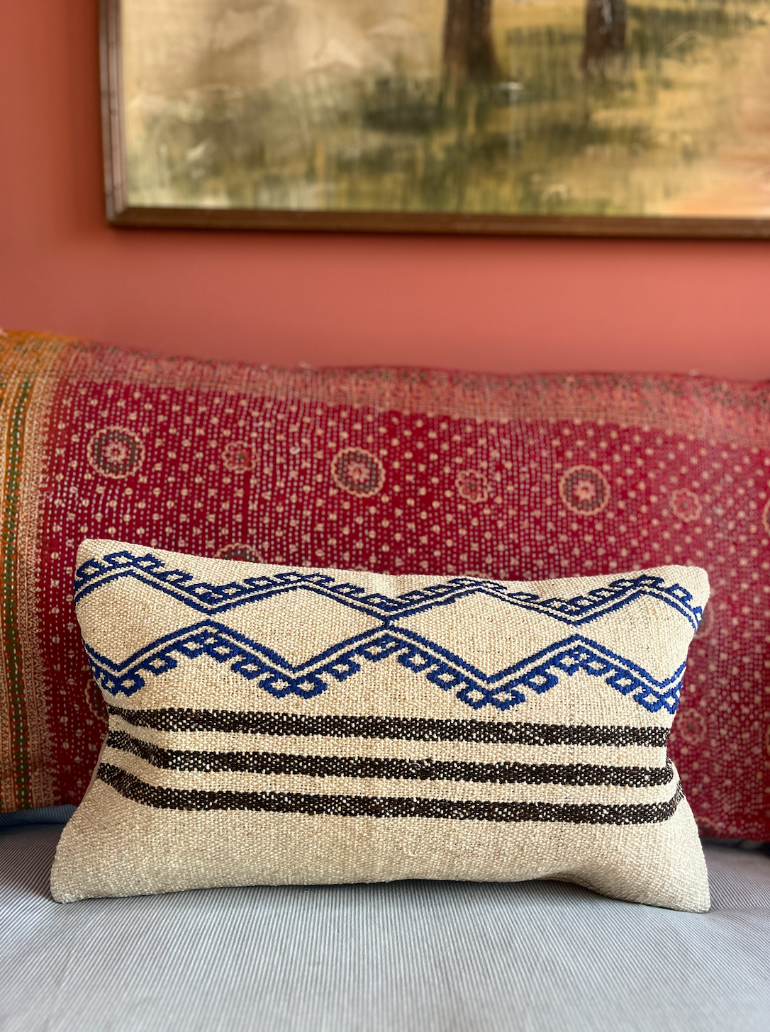 Black top kilim pillow