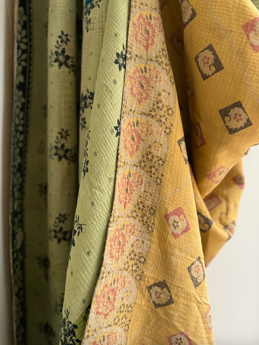Double Sided Vintage Kantha Quilt, Emily