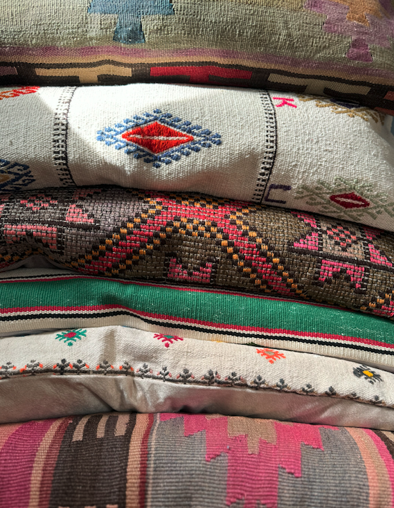 Large Multicoloured Dots Bolster Kilim Cushion