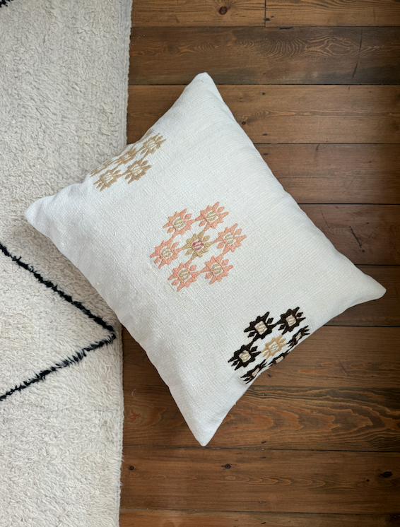 White Daisy Large Kilim Cushion