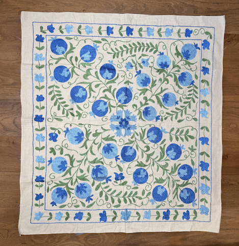 Small Green & Blue Suzani Fabric