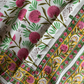 White, Pink & Green Blockprinted Cotton Tablecloth - Various Sizes