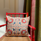 Radiant Red with Blue Silk Suzani Cushion