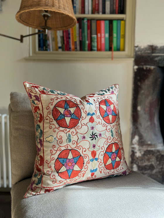 Bold Multicoloured Silk Suzani Cushion