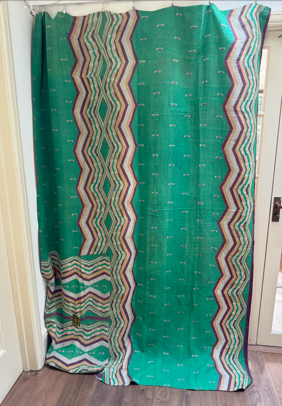 Double Sided Vintage Kantha Quilt