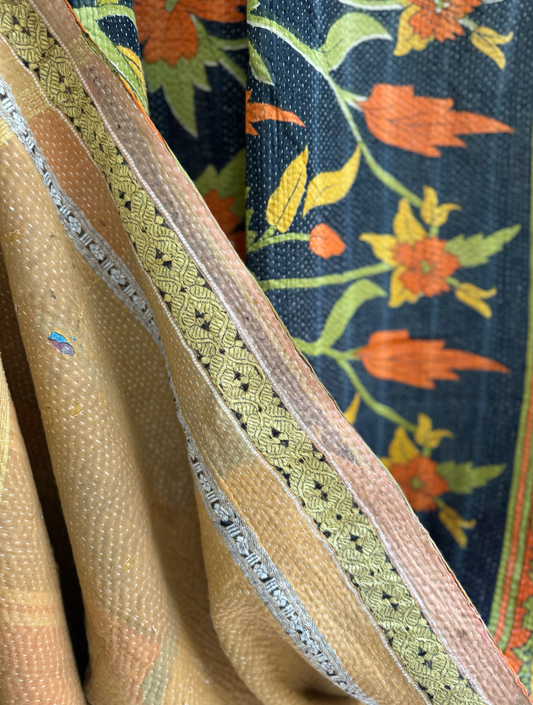 Double Sided Vintage Kantha Quilt