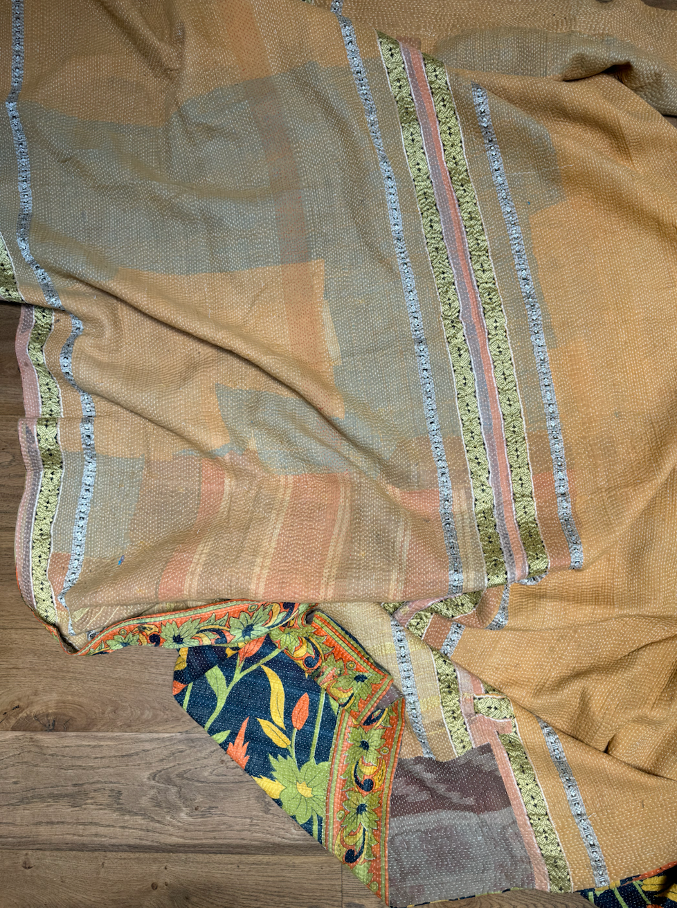 Double Sided Vintage Kantha Quilt