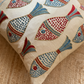 Blue & Red Fish Silk Suzani Cushion