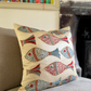 Blue & Red Fish Silk Suzani Cushion