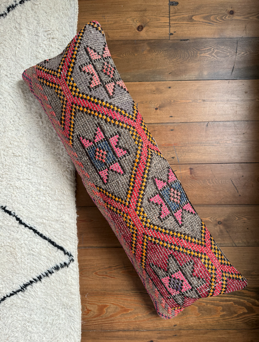 Large Vibrant Pink Bolster Kilim Cushion