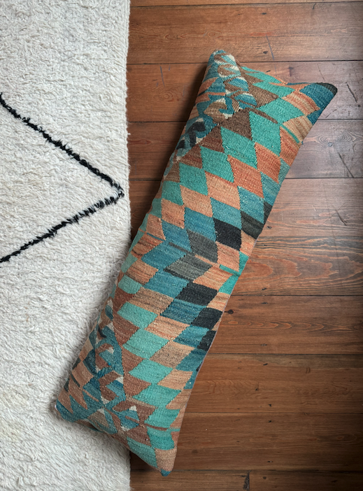 Large Blue Toned Bolster Kilim Cushion