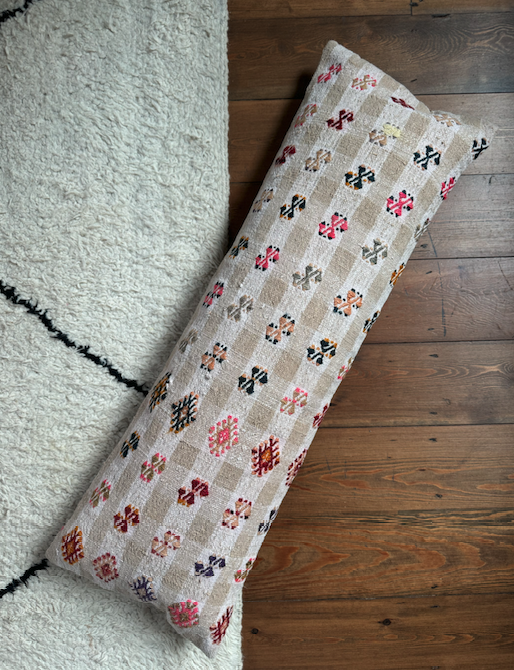 Large Pink Tonal Bolster Kilim Cushion