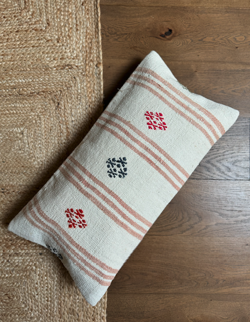 Pink Striped & Diamond Kilim Cushion