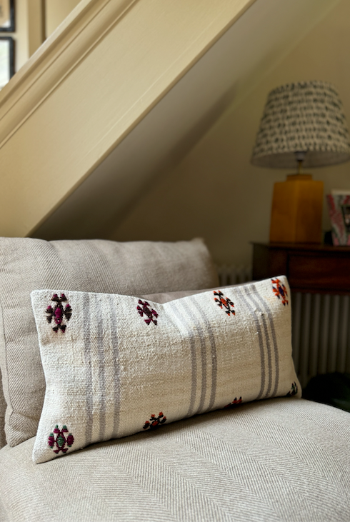 Grey Striped Kilim Cushion