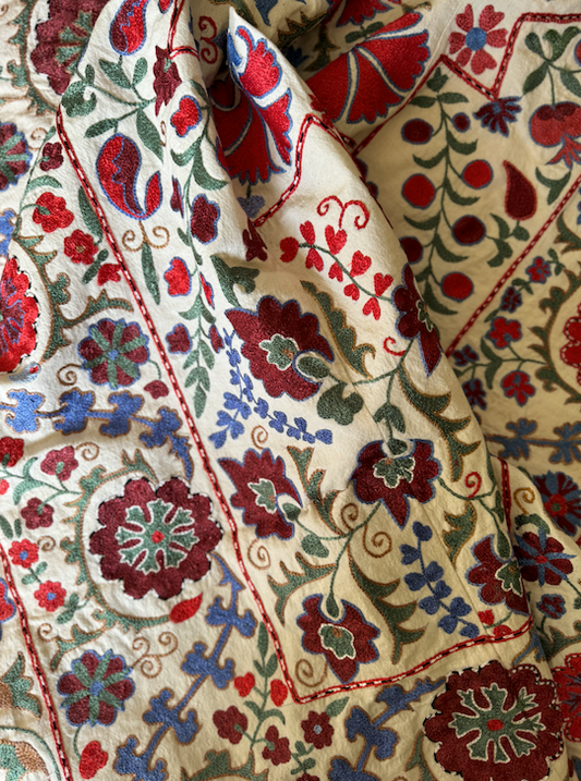 Bold & Vibrant Darker Toned Large Suzani Fabric