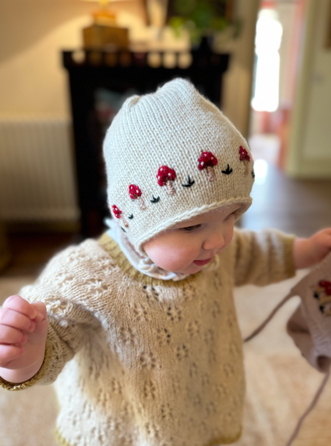 Limited Edition Hand-Embroidered Baby Bonnet – Merino Wool