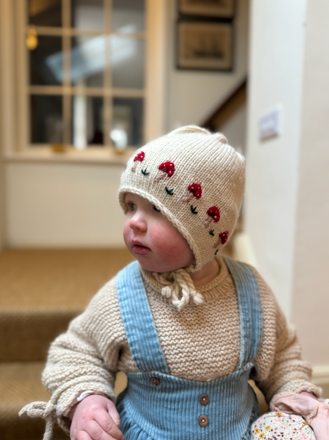 Limited Edition Hand-Embroidered Baby Bonnet – Merino Wool