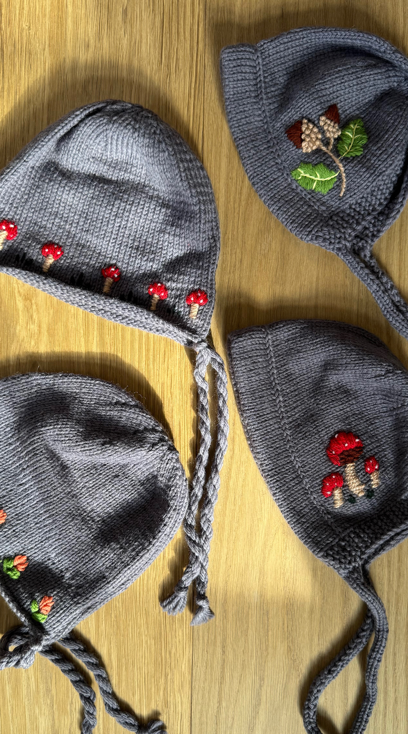 Limited Edition Hand-Embroidered Baby Bonnet – Merino Wool