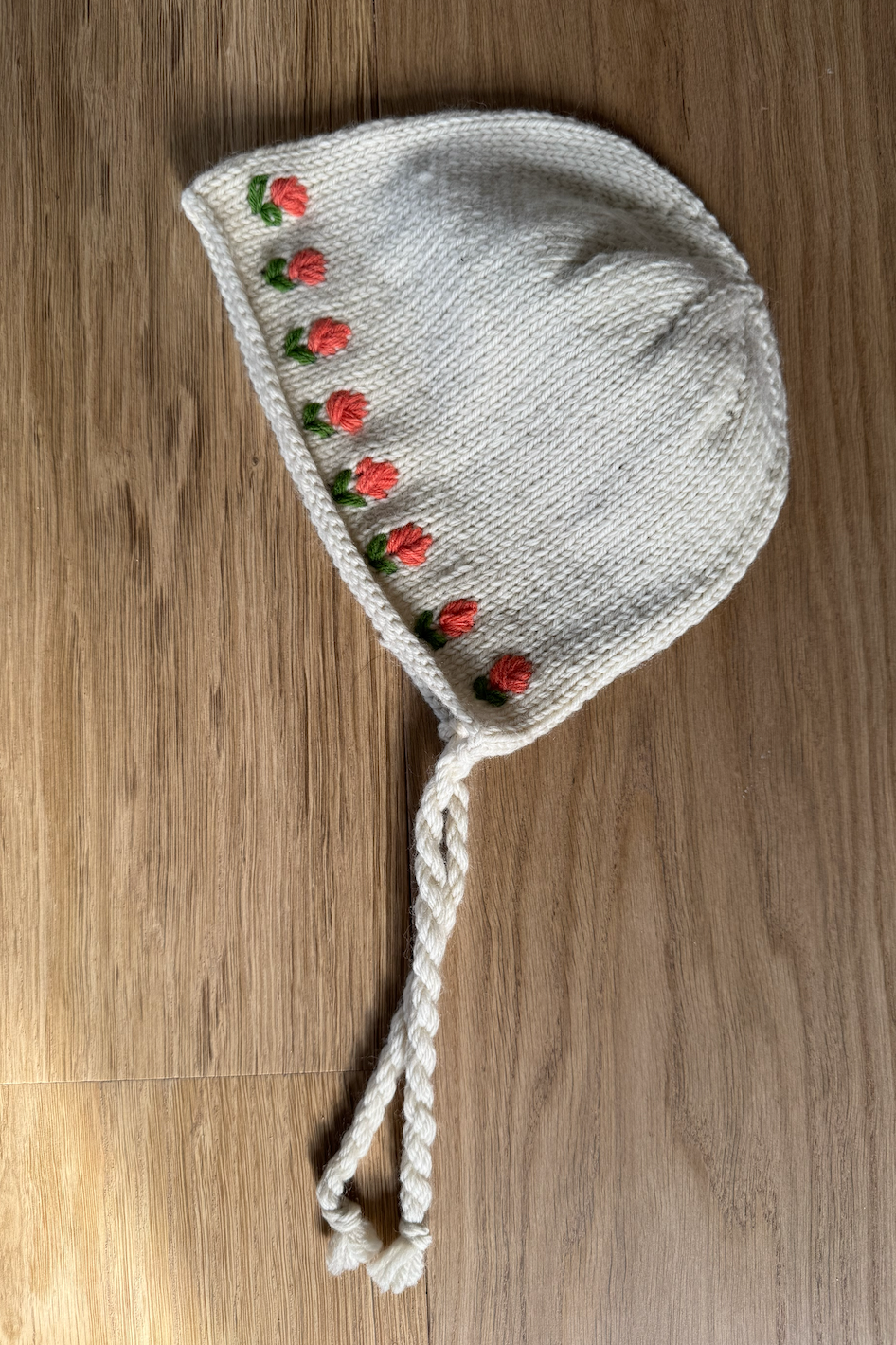 Limited Edition Hand-Embroidered Baby Bonnet – Merino Wool