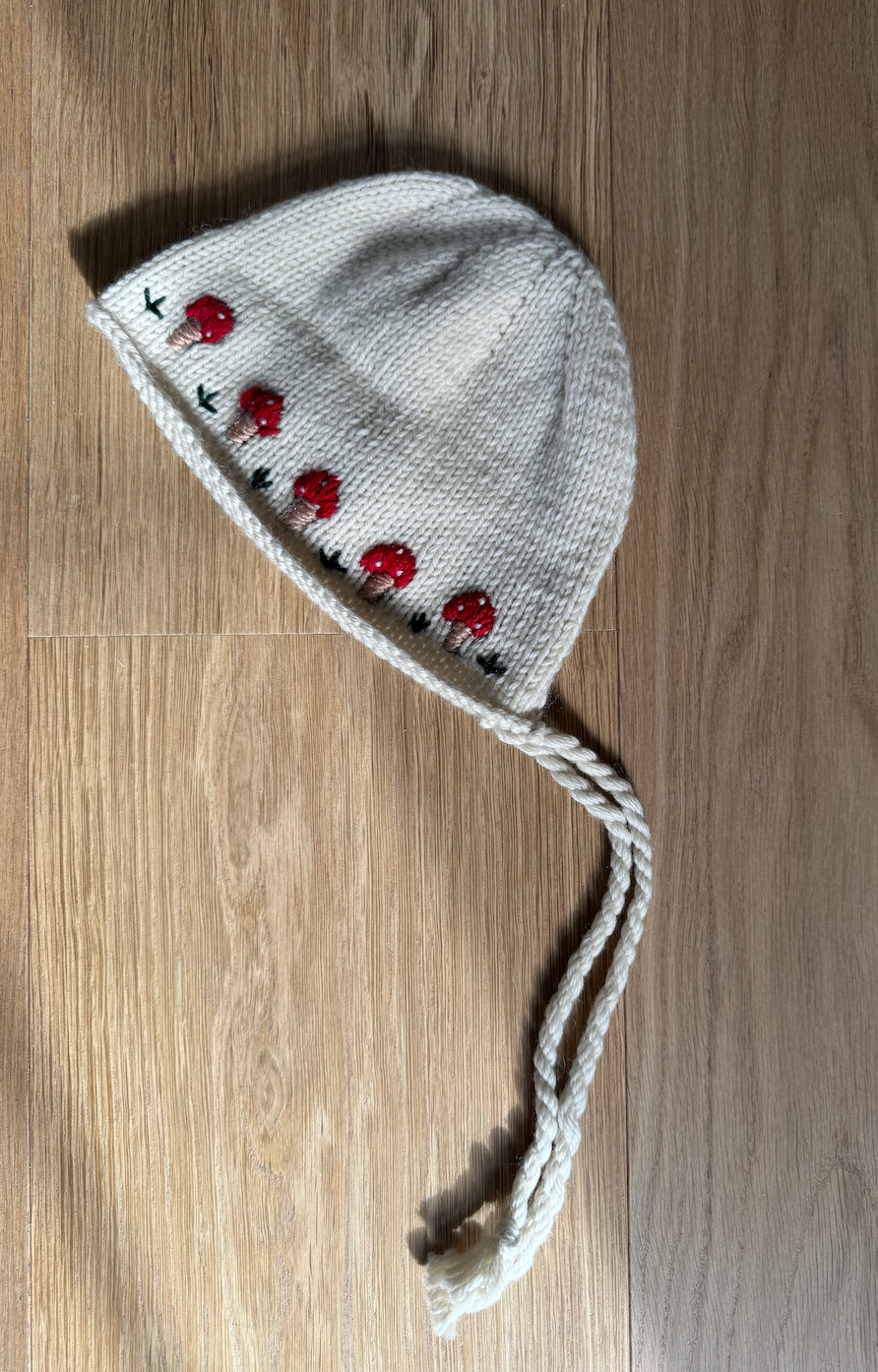 Limited Edition Hand-Embroidered Baby Bonnet – Merino Wool