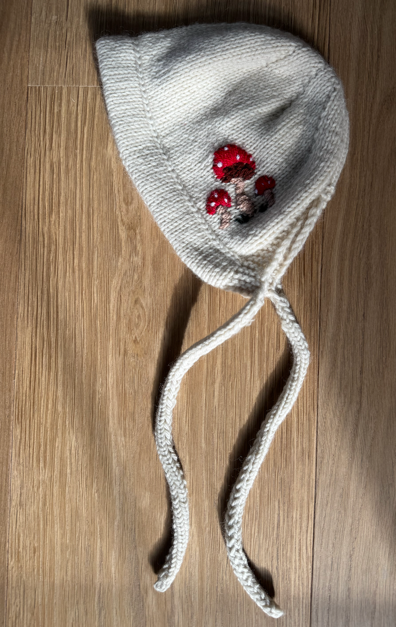 Limited Edition Hand-Embroidered Baby Bonnet – Merino Wool