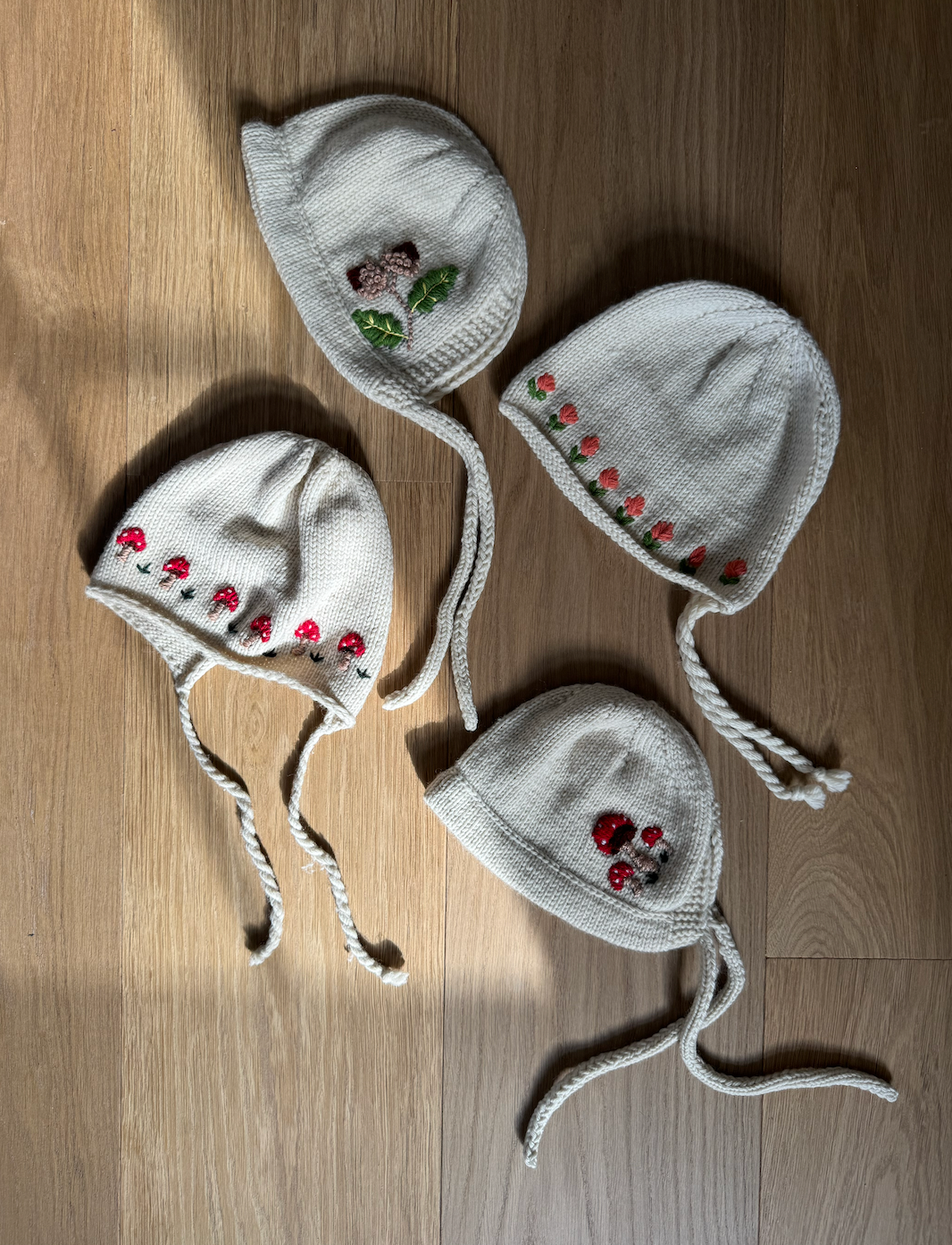 Limited Edition Hand-Embroidered Baby Bonnet – Merino Wool