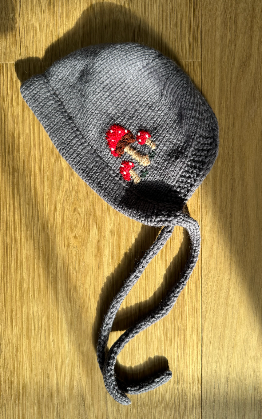 Limited Edition Hand-Embroidered Baby Bonnet – Merino Wool