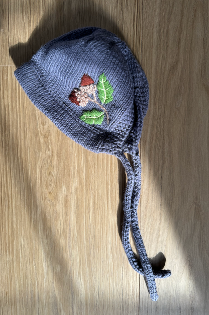 Limited Edition Hand-Embroidered Baby Bonnet – Merino Wool