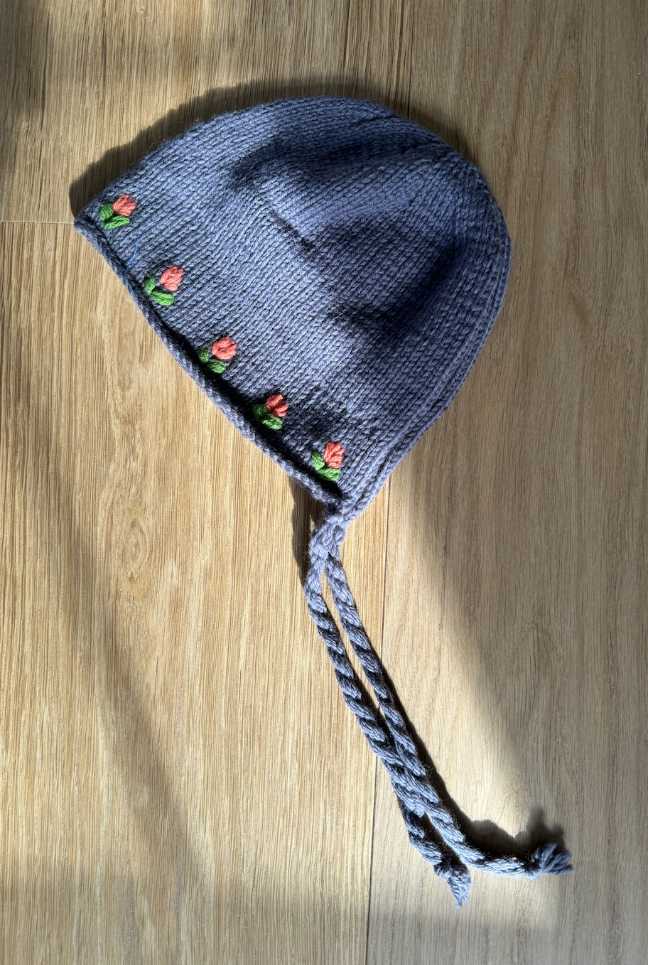 Limited Edition Hand-Embroidered Baby Bonnet – Merino Wool