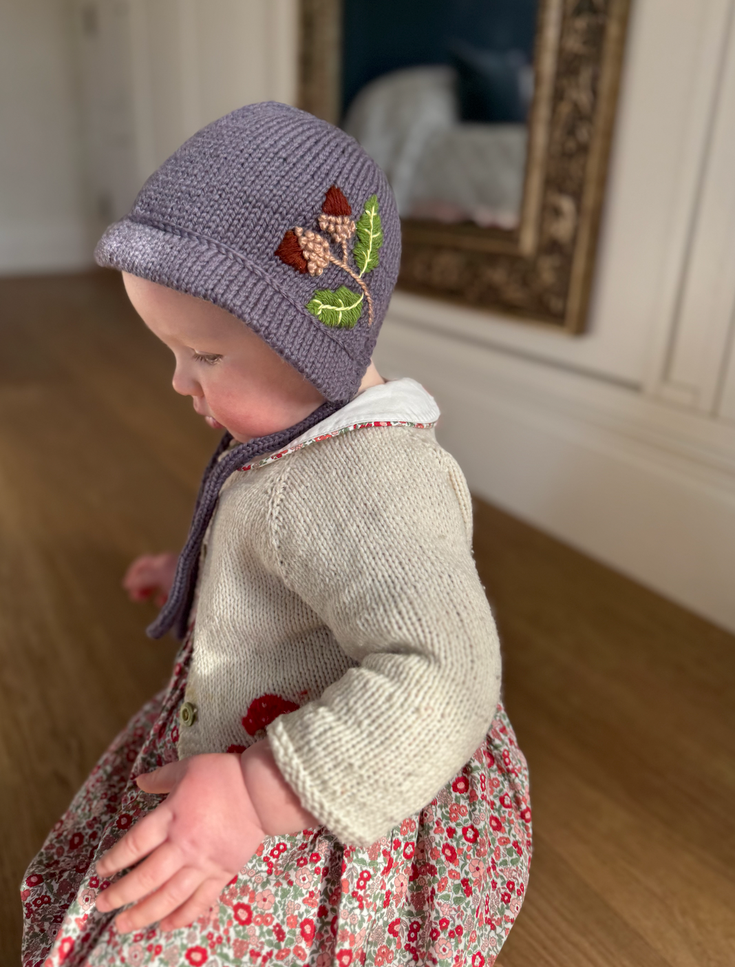 Limited Edition Hand-Embroidered Baby Bonnet – Merino Wool