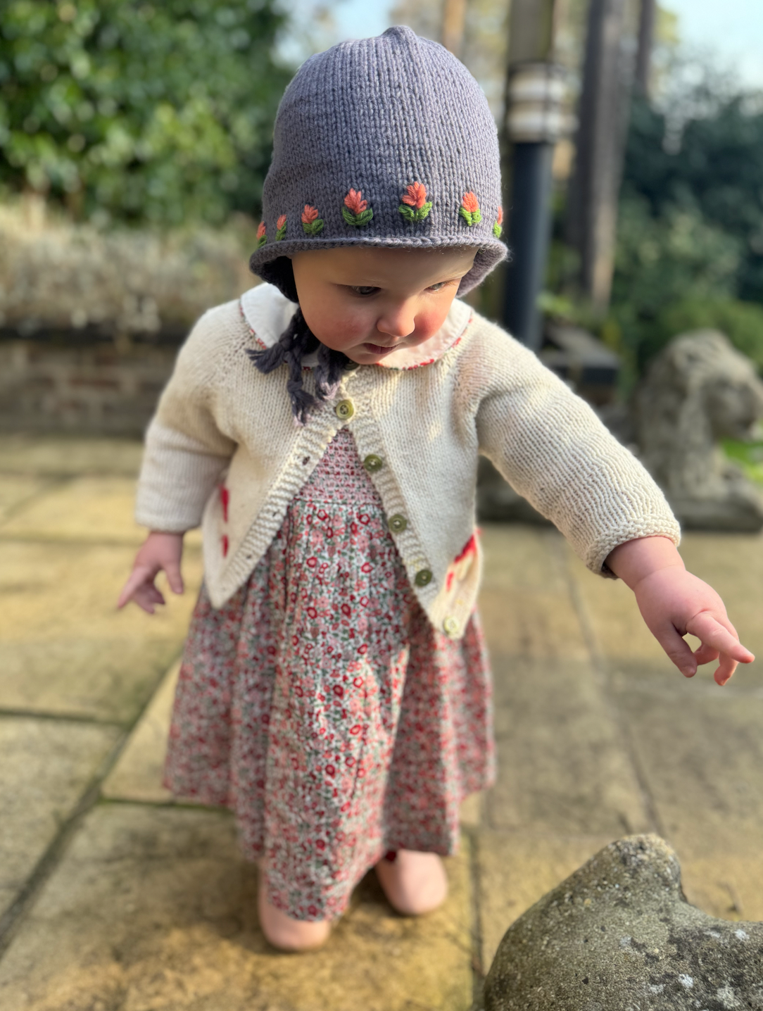 Limited Edition Hand-Embroidered Baby Bonnet – Merino Wool