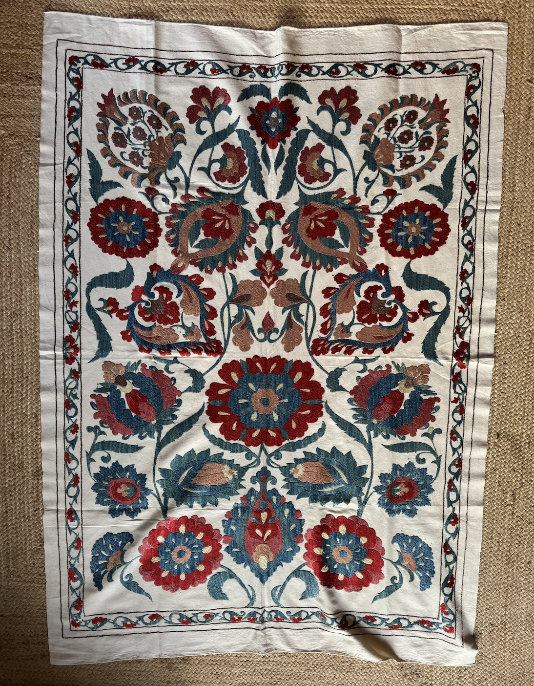 Stunning Bold Toned Uzebistan Medium Suzani Fabric