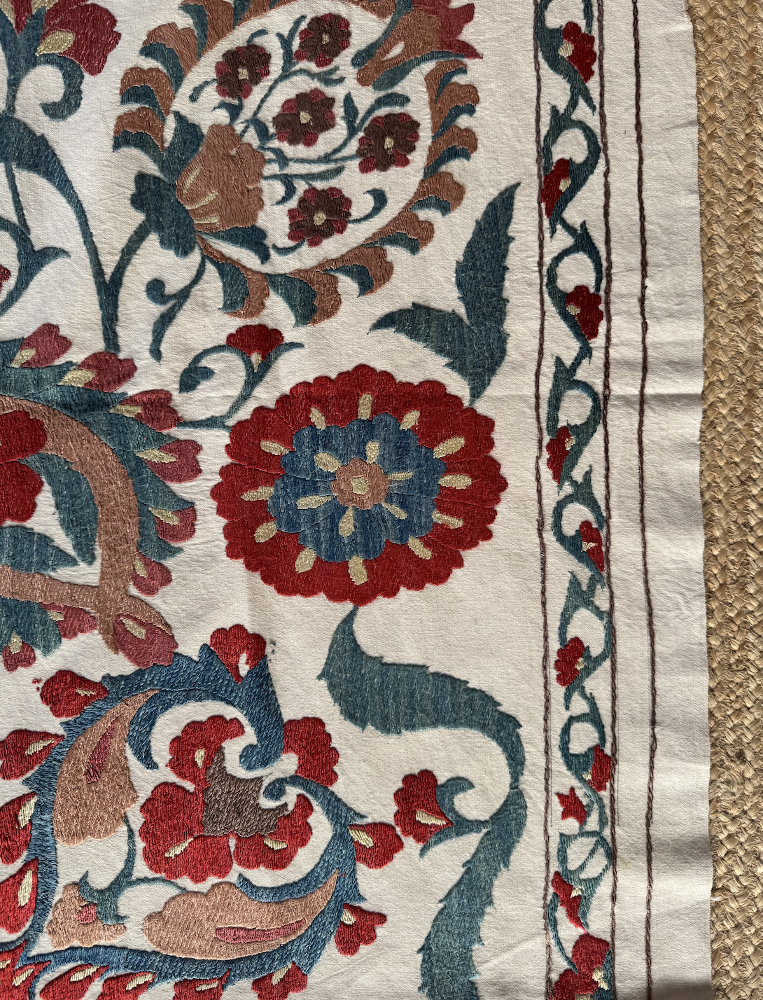 Stunning Bold Toned Uzebistan Medium Suzani Fabric