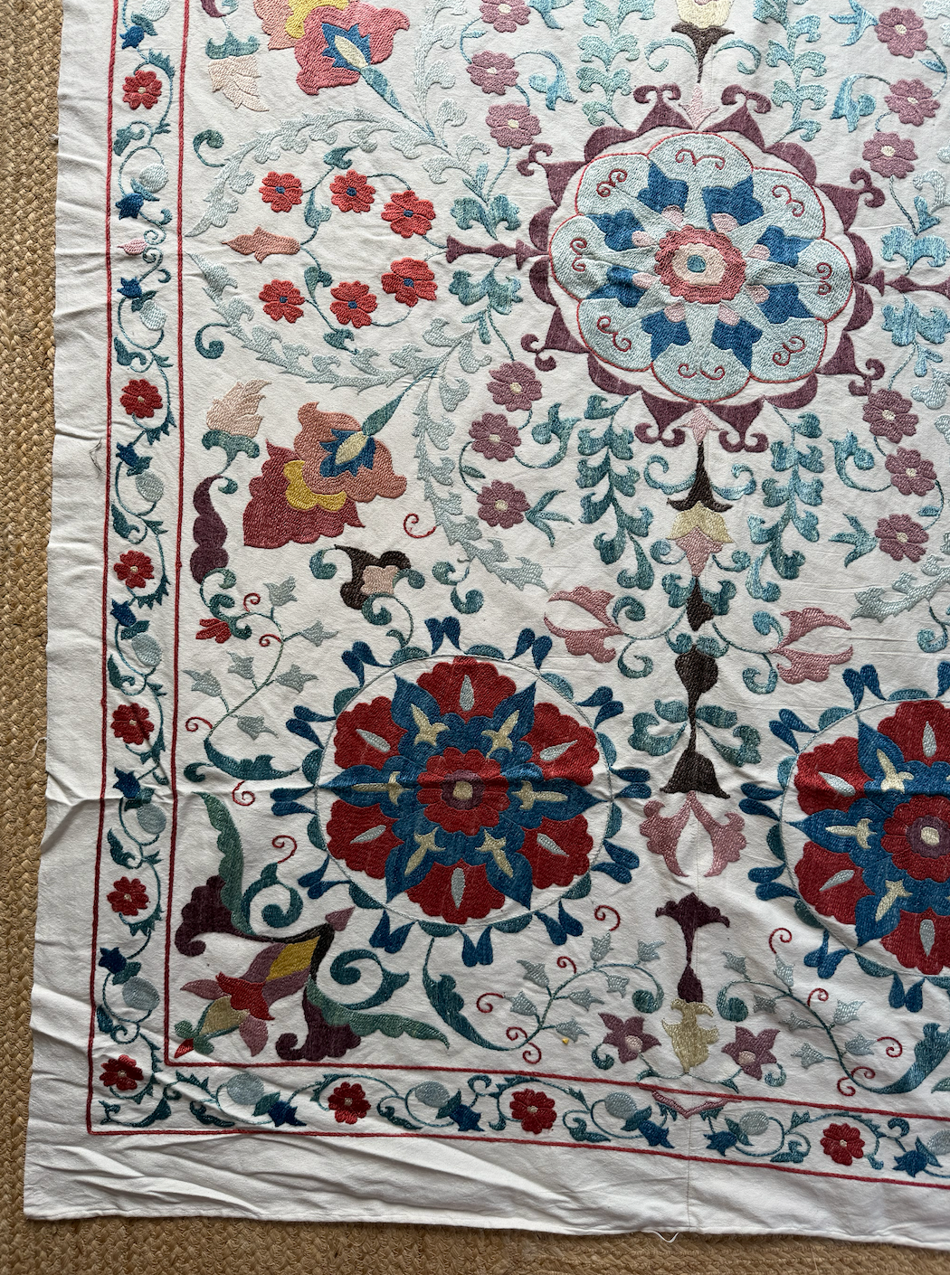 Symmetrical Floral Medallion Suzani, Medium