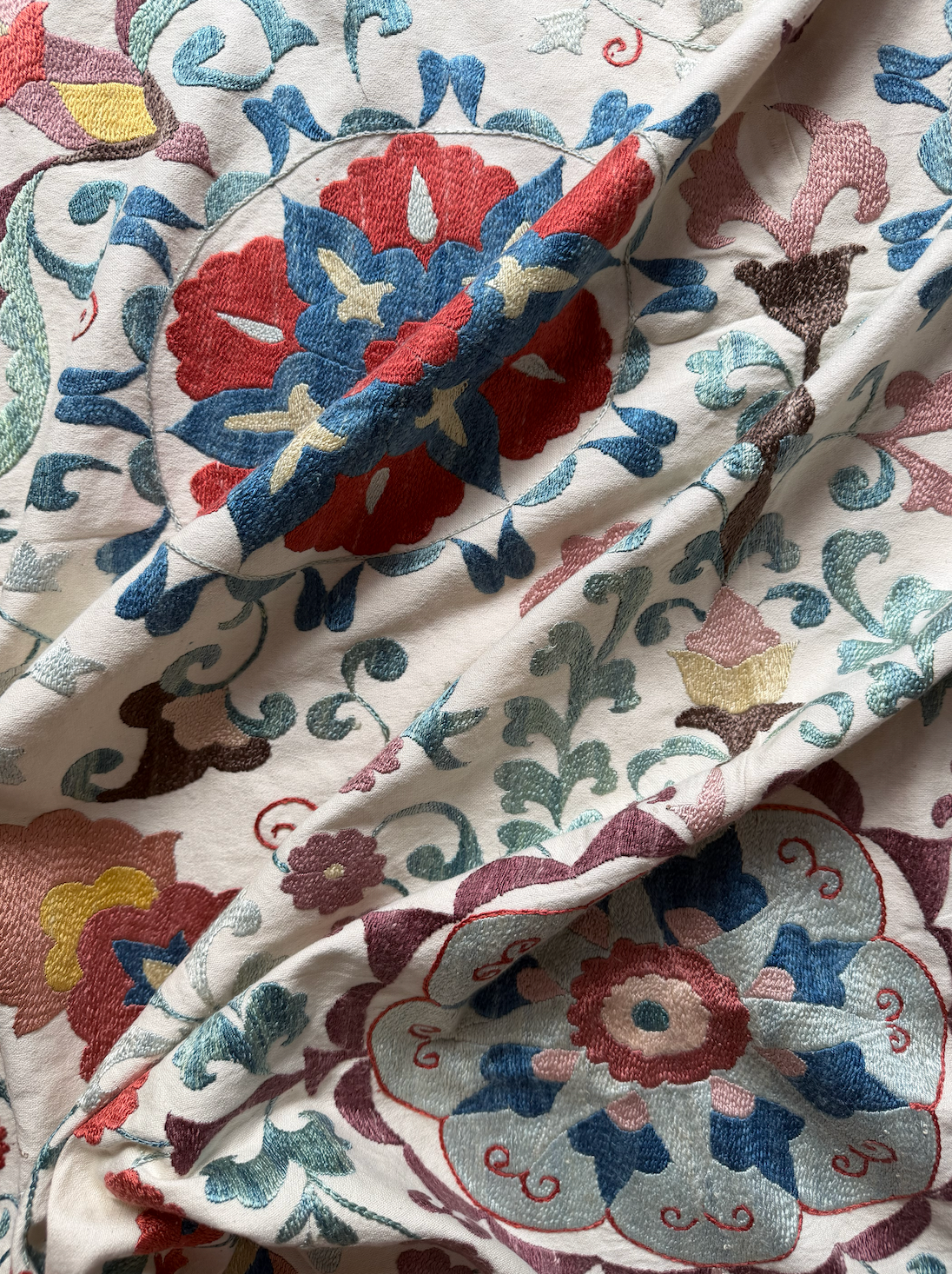 Symmetrical Floral Medallion Suzani, Medium