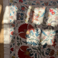 Dense Red Floral & Silvery Foliage Suzani, Medium