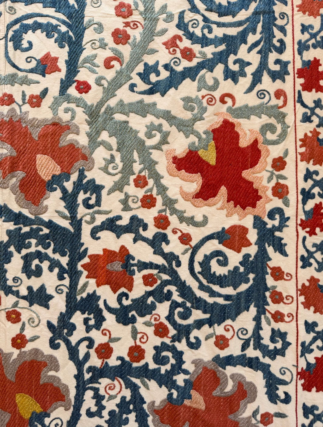 Deep Blue Scrolling Vine Suzani, Medium