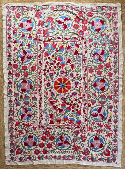 Bold Multicoloured With Pink Large Suzani Fabric