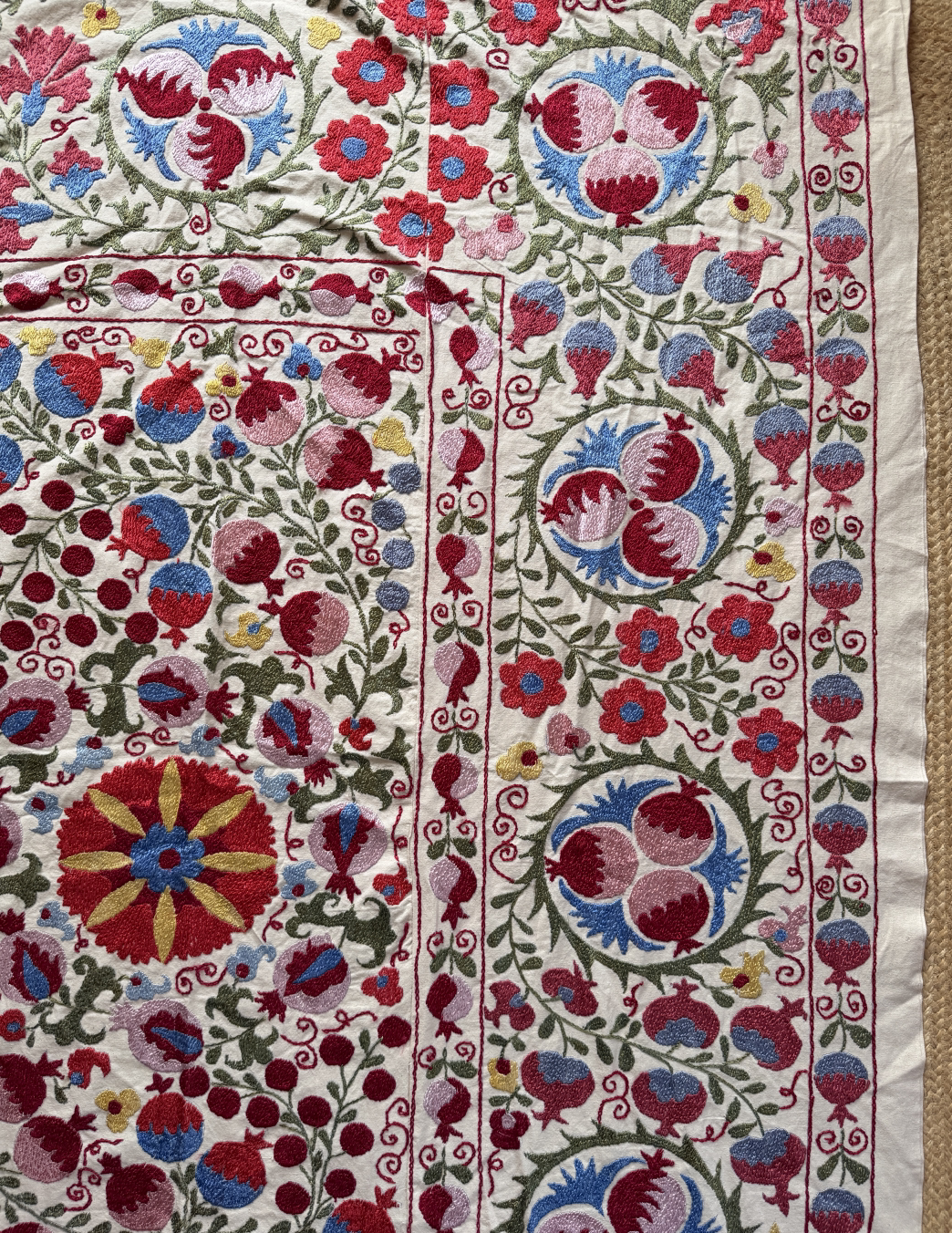 Bold Multicoloured With Pink Large Suzani Fabric
