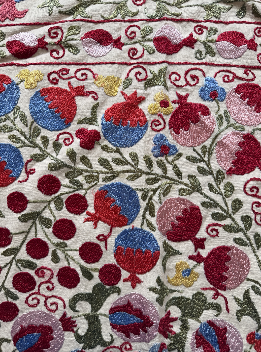 Bold Multicoloured With Pink Large Suzani Fabric