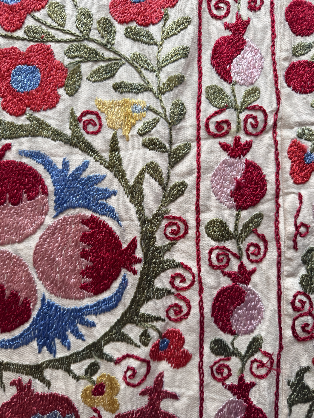 Bold Multicoloured With Pink Large Suzani Fabric